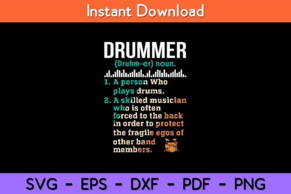 Drummer Definition Funny Percussionist Graphics for Crafts