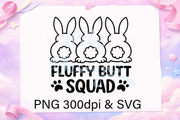 Fluffy Butt Squad Bunny Easter SVG PNG for Crafts and Graphics