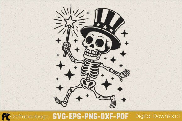 Funny 4th of July Skeleton SVG for Crafts and Graphics
