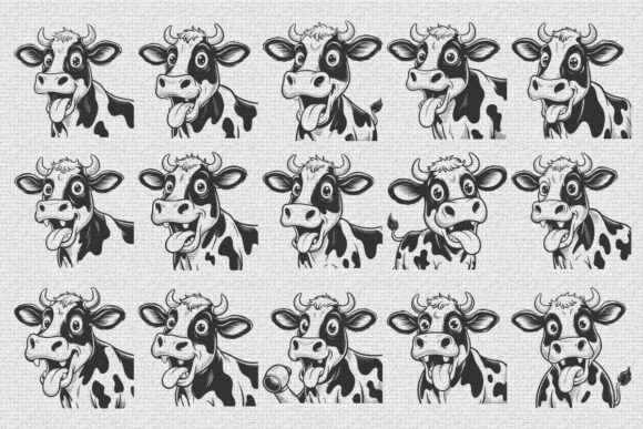 Funny Crazy Cow Farm Animal SVG Bundle for Graphics and Crafts