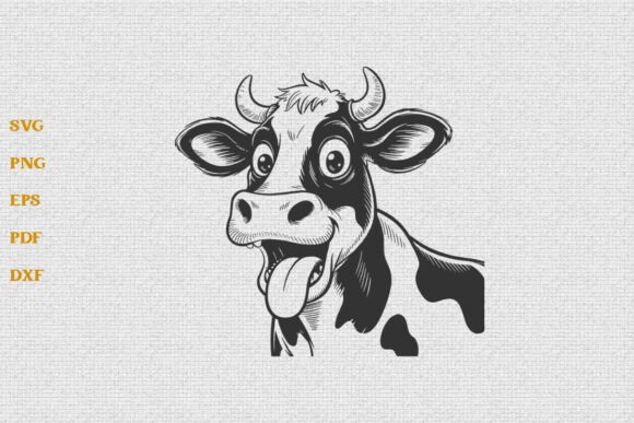 Funny Crazy Cow Farm Animal SVG Cut File for Crafts and Graphics