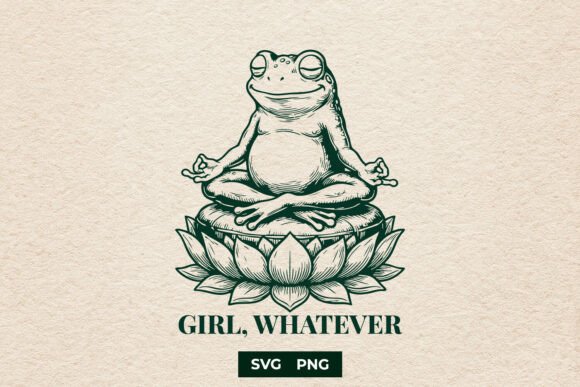 Funny Girl Whatever Meditating Frog SVG for Crafts and Graphics