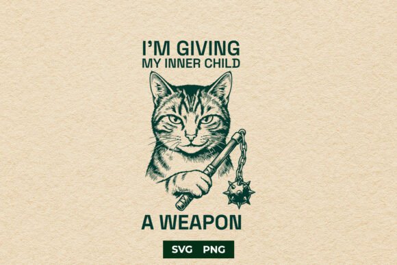 Funny Inner Child Weapon Cat SVG PNG for Crafts and Graphics