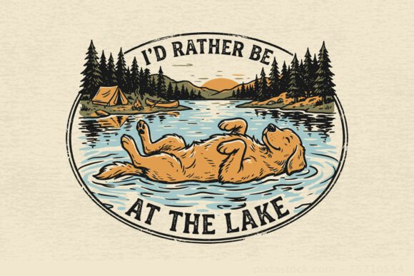 Funny Summer Lake Day Dog SVG PNG Design for Crafts and Graphics