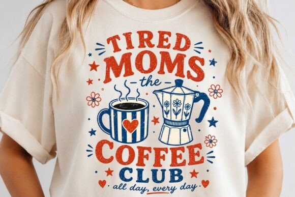 Funny Tired Moms Coffee Club PNG SVG for Crafts and Graphics