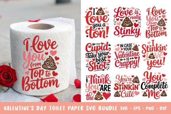 Funny Valentine’s Day Toilet Paper SVG for Crafts and Graphics