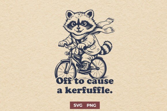 Off to Cause a Kerfuffle Raccoon SVG PNG for Crafts and Graphics