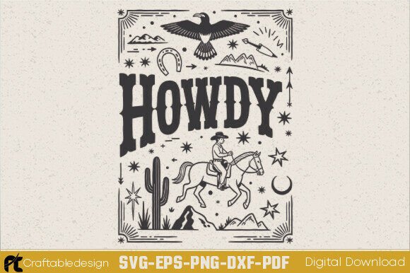 Retro Howdy Cowboy Western SVG for Crafts and Graphics