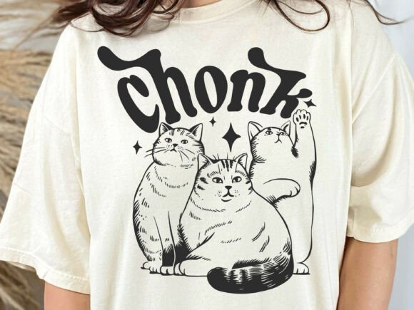 Vintage Kawaii Chonk Cat Shirt Graphics for Crafts
