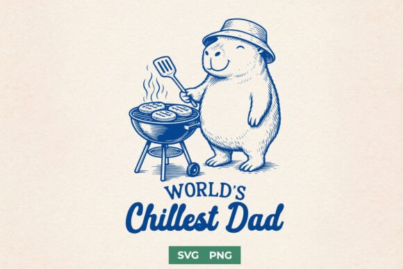 World’s Chillest Dad SVG - Capybara BBQ Graphics for Crafts
